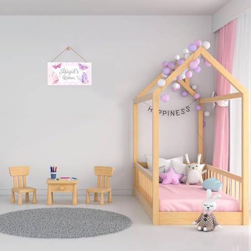Personalized Name Purple Pink Butterfly Wall Art Sign