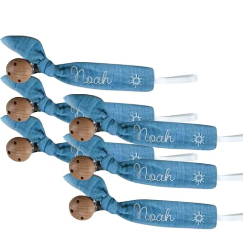 Customizable Wooden Pacifier Clip with Embroidery