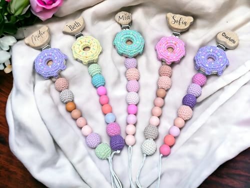 Handmade Custom Crochet Pacifier Clip for Boys and Girls