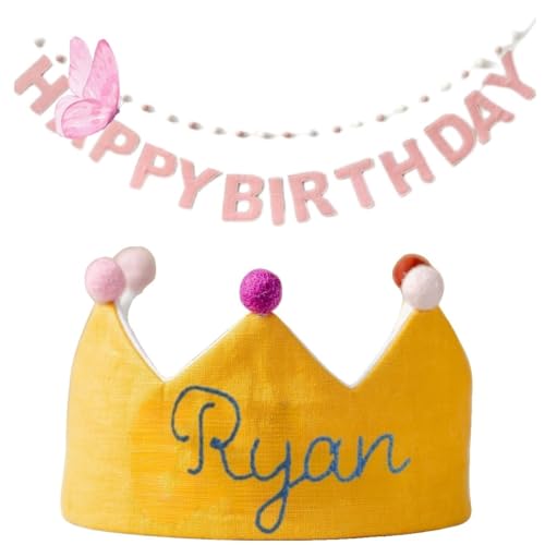 Custom Birthday Crown with Embroidered Name for Girls