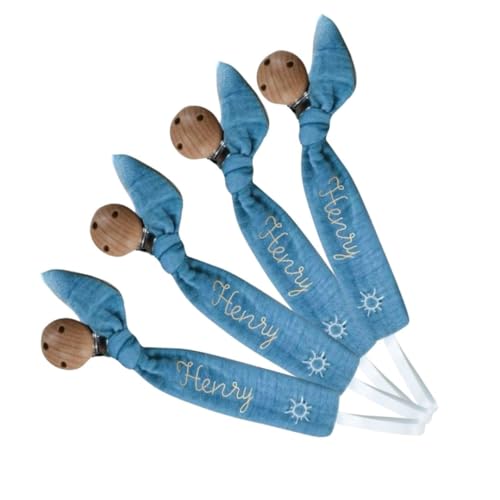 Custom Wooden Letter Pacifier Clip with Embroidery