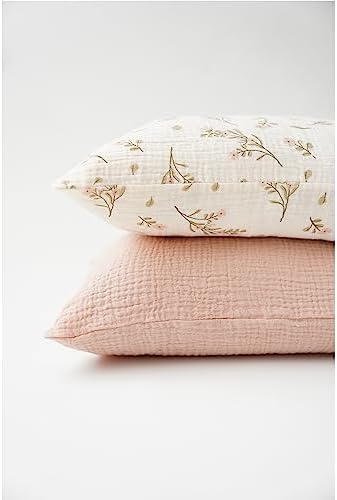 Konssy Muslin Toddler Pillowcase 2 Pack - Pink Floral