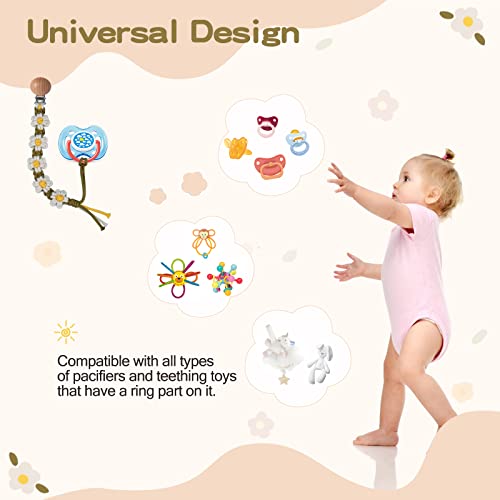 Symbolife Floral Daisy Pacifier Clip Holder