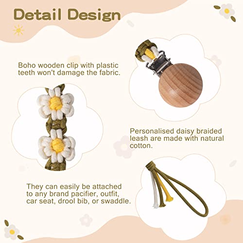 Symbolife Floral Daisy Pacifier Clip Holder