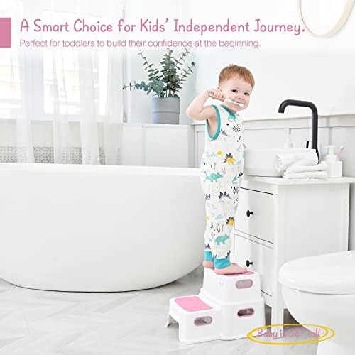 Forbena Pink Toddler Step Stool with Handle