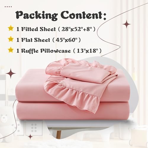 KKJIAF Toddler Sheet Set 3 Piece Light Pink