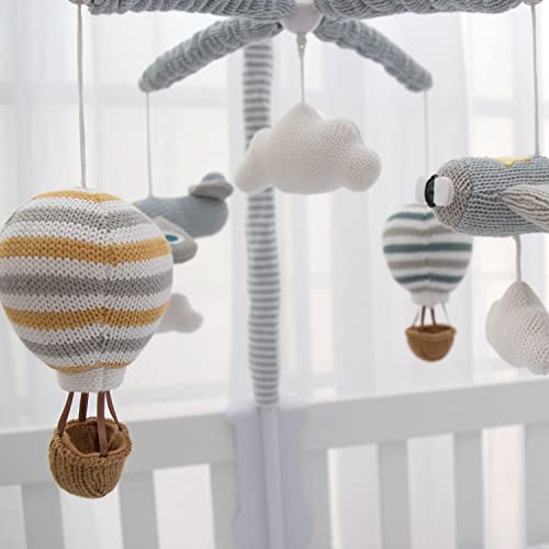 Living Textiles Baby Mobile - Sky Hot Air Balloon 12 Lullabies Calming Soother Blue