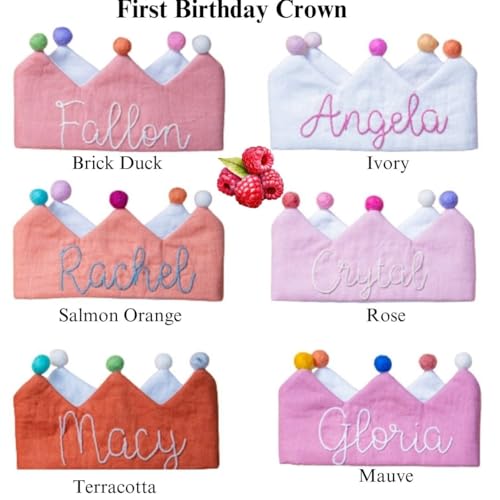 Handmade Baby Birthday Crown with Embroidered Name