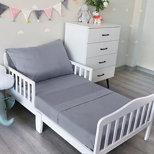 Biloban 3-Piece Toddler Sheet Set Microfiber Grey 1