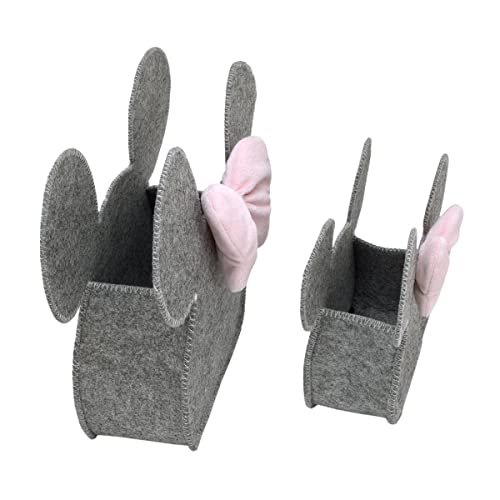 Disney Minnie Mouse Grey Pink 2 Piece Felt Storage Caddy