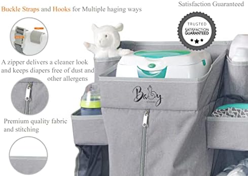 Premium Nursery Organizer and Baby Diaper Caddy Grey