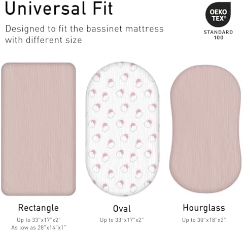 LYRICHOM Muslin Bassinet Sheets 2 Pack Pink Cloud