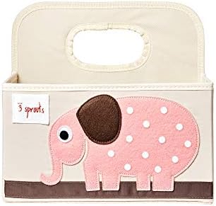 3 Sprouts Elephant Diaper Caddy - Nursery Organizer Tote Bag