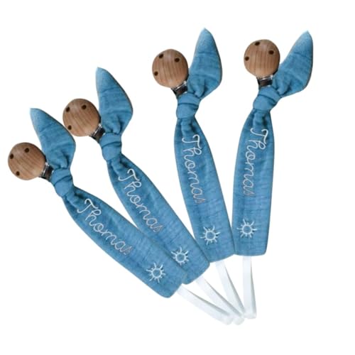 Customizable Wooden Pacifier Clip with Embroidery 1