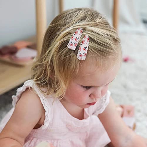40 Pcs Pink Floral Hair Clips for Kids and Teens