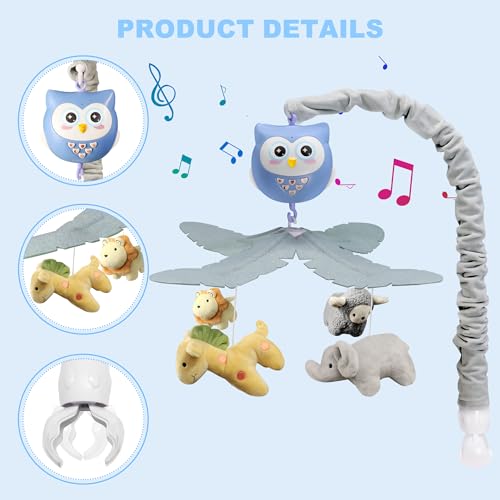 YUNGCHI Baby Crib Mobile with Music and Lights