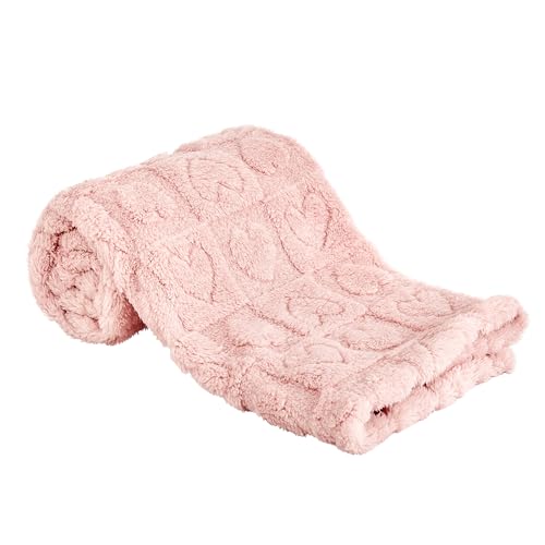 Yurhap Fleece Baby Blanket Heart Checkered 3040 Light Pink