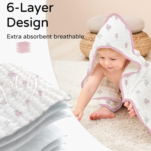 Yoofoss Hooded Baby Towels 2 Pack Muslin Cotton