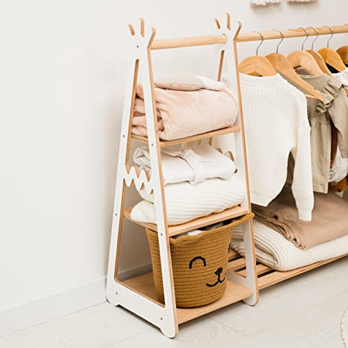 Montessori Wooden Clothing Rack for Toddler Kids