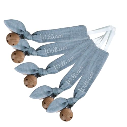 Personalized Grey Pacifier Clip for Baby