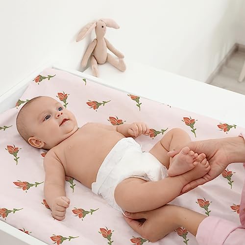 GLLQUEN Baby Bassinet Sheets 4 Pack Floral Pattern