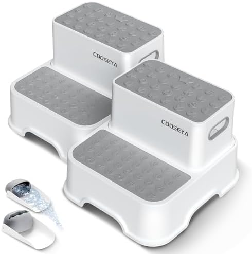 COOSEYA 2 Step Stools for Kids - No-Slip and Cute
