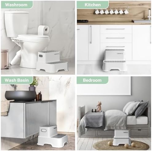 COOSEYA 2 Step Stools for Kids - No-Slip and Cute