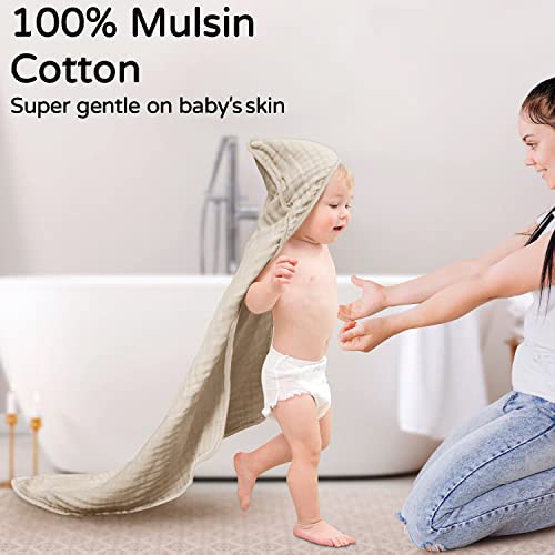 Yoofoss Hooded Baby Towels 2 Pack Muslin Organic Cotton 1