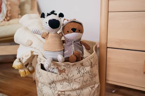 Crane Baby Fabric Round Nursery Storage Basket 1
