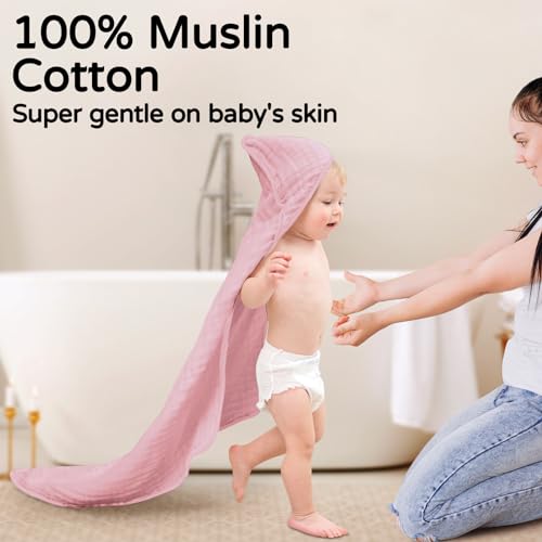 Yoofoss Hooded Baby Towels 2 Pack Muslin Cotton