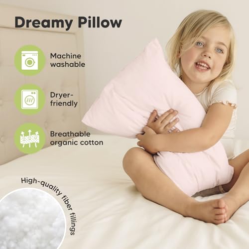 KeaBabies Toddler Pillow 2-Pack Mist Pink