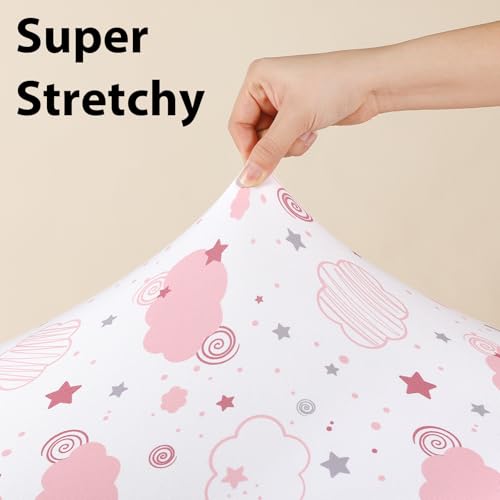 FIEMOL Baby Crib Sheets 3 Pack Pink Rainbow Microfiber