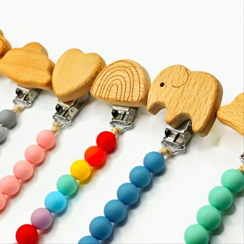Canjolie Wood Paci Clips 2 Pack for Baby