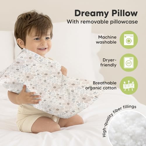 KeaBabies Toddler Pillow with Flora Vale Case