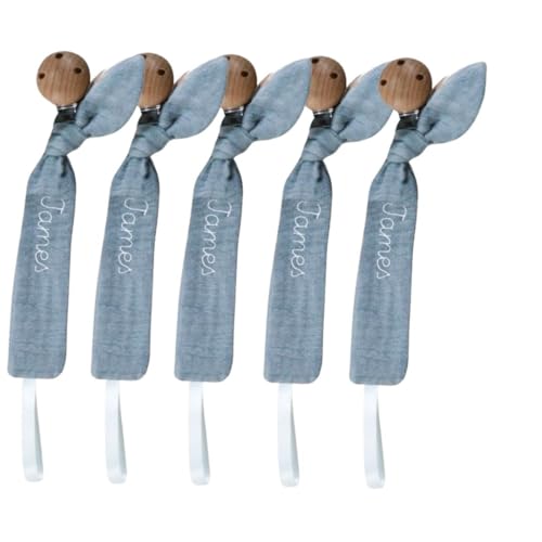 Personalized Grey Pacifier Clip with Embroidery