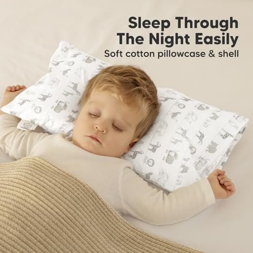 KeaBabies Toddler Pillow - 10x18 Organic Cotton Soft Breathable Machine Washable 2-5 Years