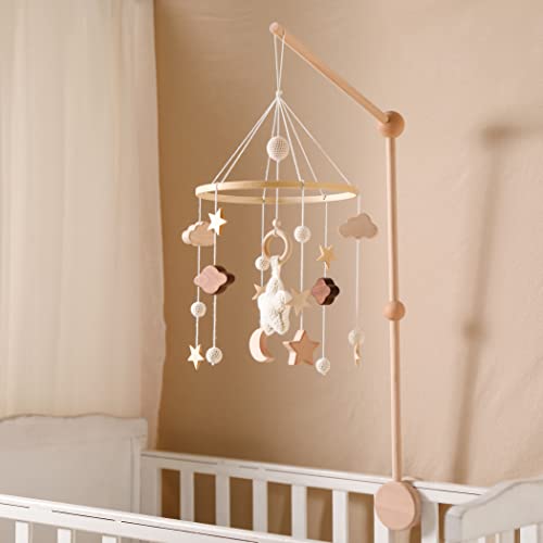 Gender Neutral Baby Crib Mobile Boho Stars Clouds Decor