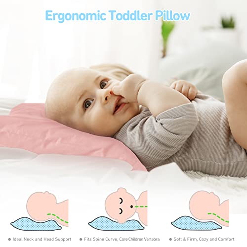 Babebay Toddler Pillow - 13X18 Soft Pink Sleep Pillow for Kids