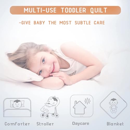 ZPECC Toddler Comforter 39x47 White Stripe Hypoallergenic Blanket Quilt