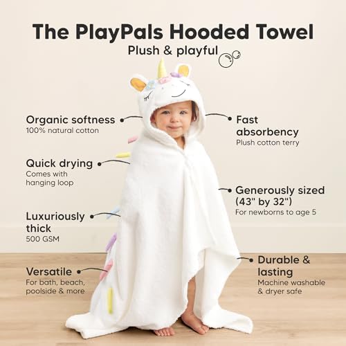 KeaBabies Organic Hooded Baby Towel for Boys Girls
