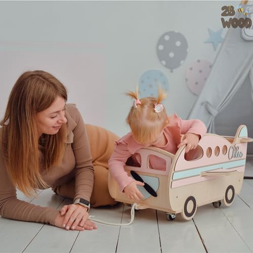 Personalized Wooden Toy Box With Wheels for Kids 1