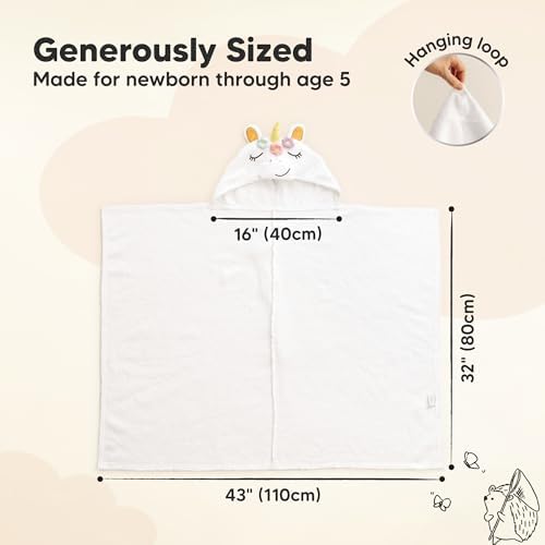KeaBabies Organic Hooded Baby Towel for Boys Girls