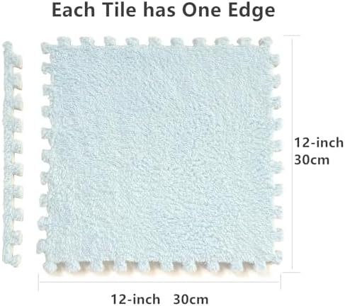 12 Pcs Shaggy Foam Carpet Tiles - 12 x 12 SkyBlue 1
