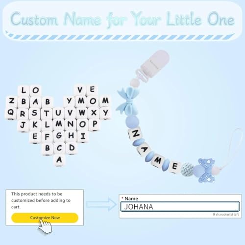 Personalized Baby Pacifier Clip with Name Blue