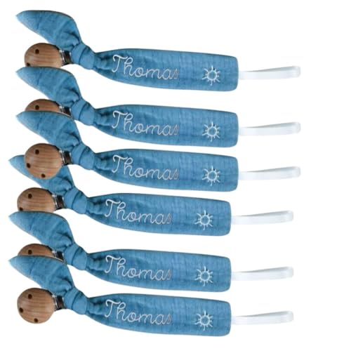 Customizable Wooden Pacifier Clip with Embroidery 1