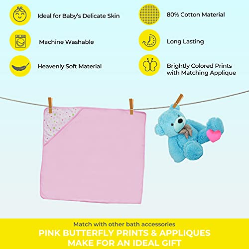 Spasilk Pink Butterfly Bath Hooded Towels Washcloths Set