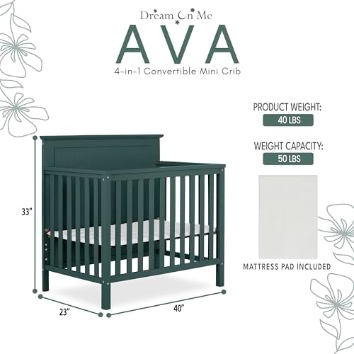 Dream On Me Ava 4-in-1 Convertible Mini Crib 1
