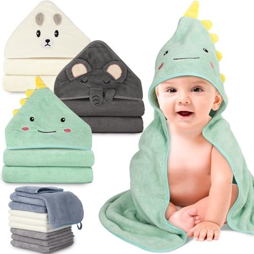 Sublaga 31x31 Inch Baby Hooded Towels Set 12Pcs