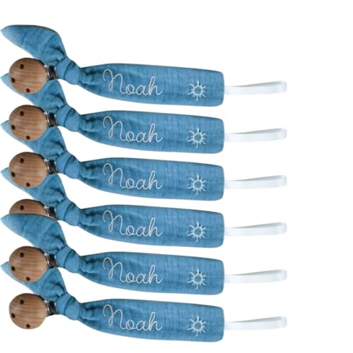 Customizable Wooden Pacifier Clip with Embroidery