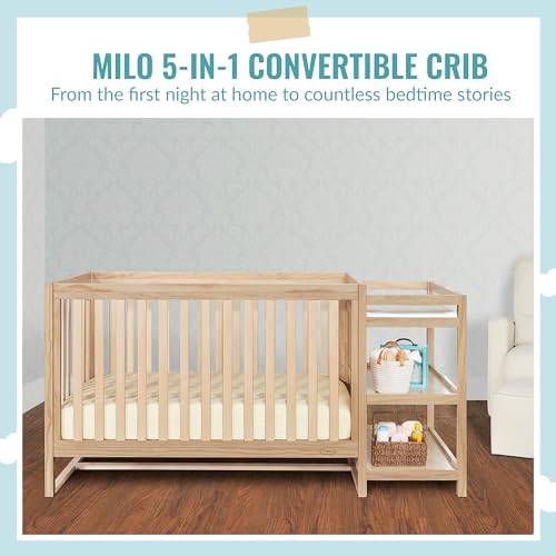 Dream On Me Milo 5-in-1 Convertible Crib with Changing Table